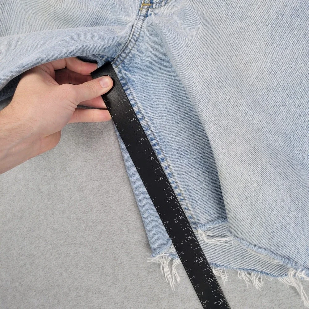 Carhartt Denim Shorts Mens 36 Light Wash Blue B18STW Raw Hem Distressed Cut Offs